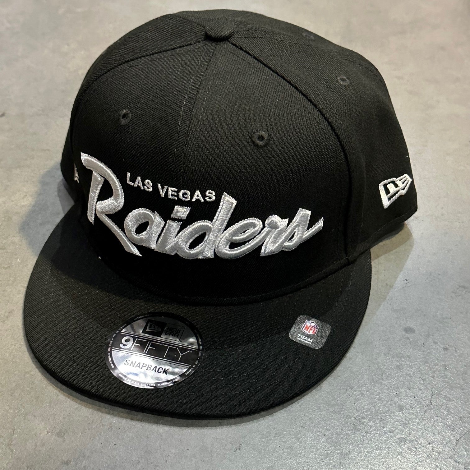 Las Vegas Raiders New Era Script Original Fit 9FIFTY Snapback Hat - Black