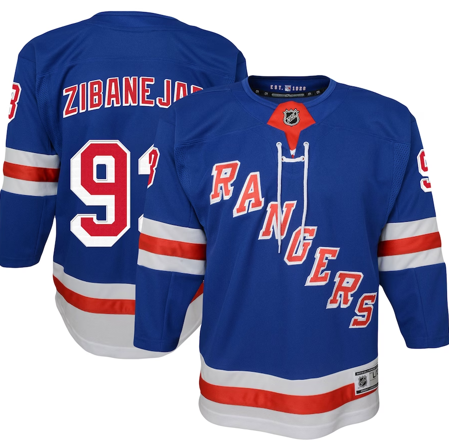 New York Rangers Mika Zibanejad Youth Home Premier Player Jersey - Blue