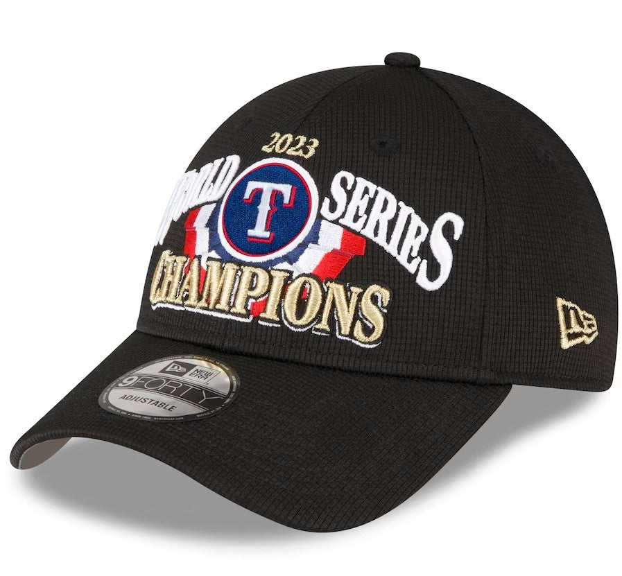 Texas Rangers 2023 World Series Champions Locker Room 9FORTY Adjustable Hat - Black ***