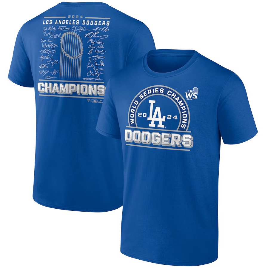 Los Angeles Dodgers Fanatics Royal 2024 World Series Champions Signature Roster T-Shirt