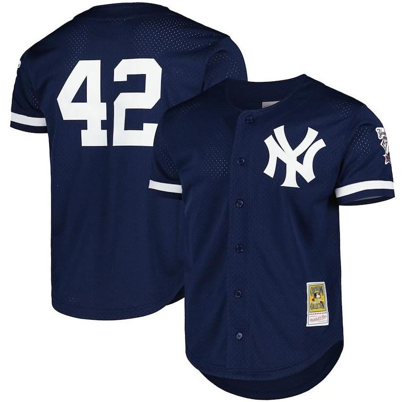 New York Yankees Mariano Rivera Youth Cooperstown Mesh Batting Practice Jersey - Navy