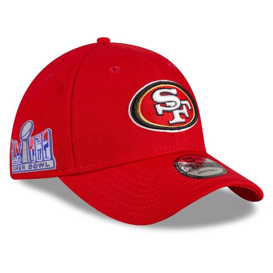 Men's San Francisco 49ers New Era Scarlet Super Bowl LVIII Side Patch 9FORTY Adjustable Hat