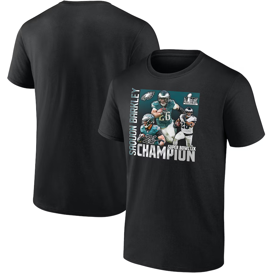 Saquon Barkley Black Philadelphia Eagles Super Bowl LIX Champions T-Shirt - Black