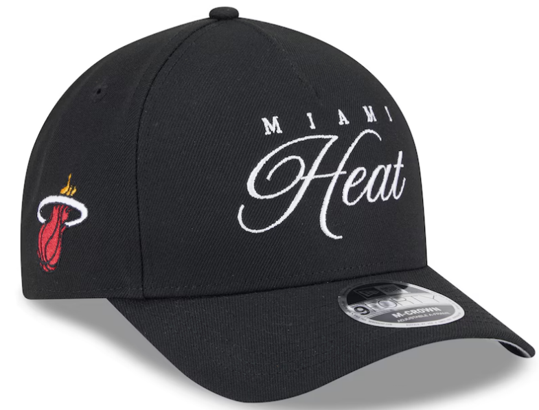 Miami Heat NBA 2025 Draft Men's New Era 9FORTY M-Crown Adjustable A-Frame Hat - Black ***