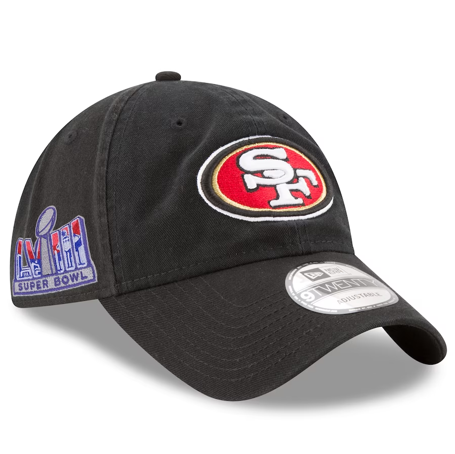 Men's New Era Black San Francisco 49ers Super Bowl LVIII Side Patch 9TWENTY Adjustable Hat