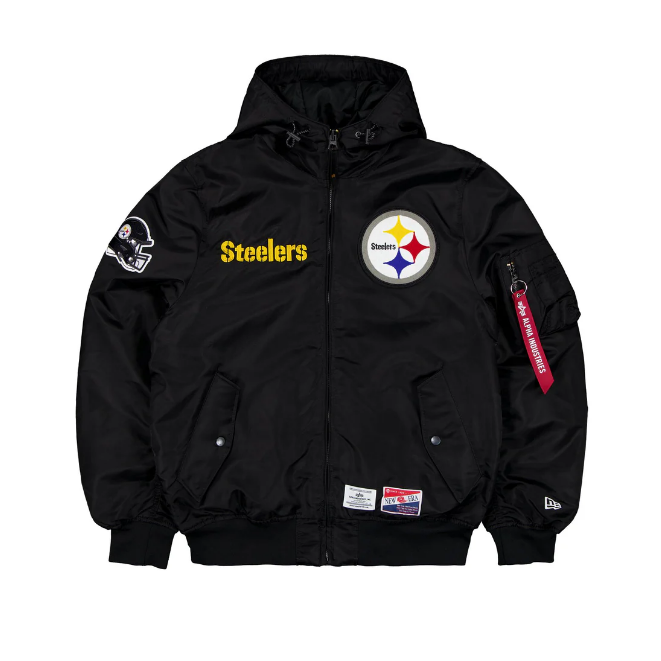 Pittsburgh Steelers Men's Alpha Industries x New Era L-2B Bomber Zip-up Jacket - Black