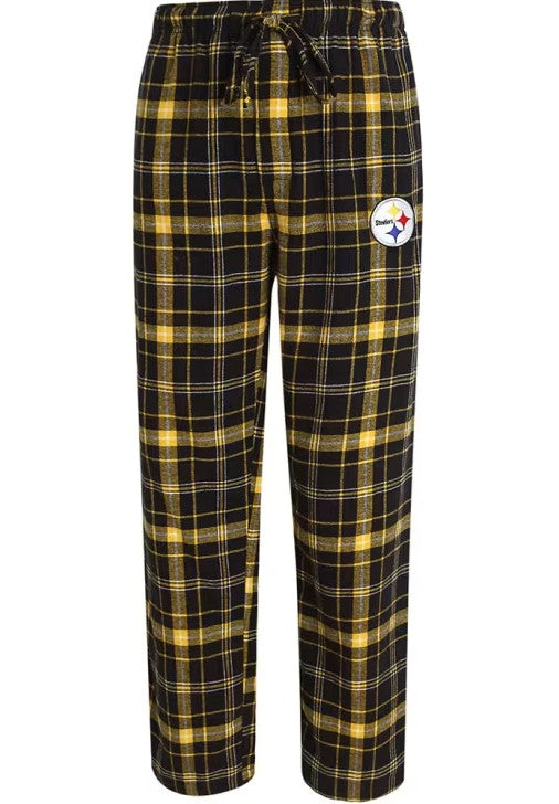 Pittsburgh Steelers Men's Ledger Flannel Pajama Pants - Black/Yellow
