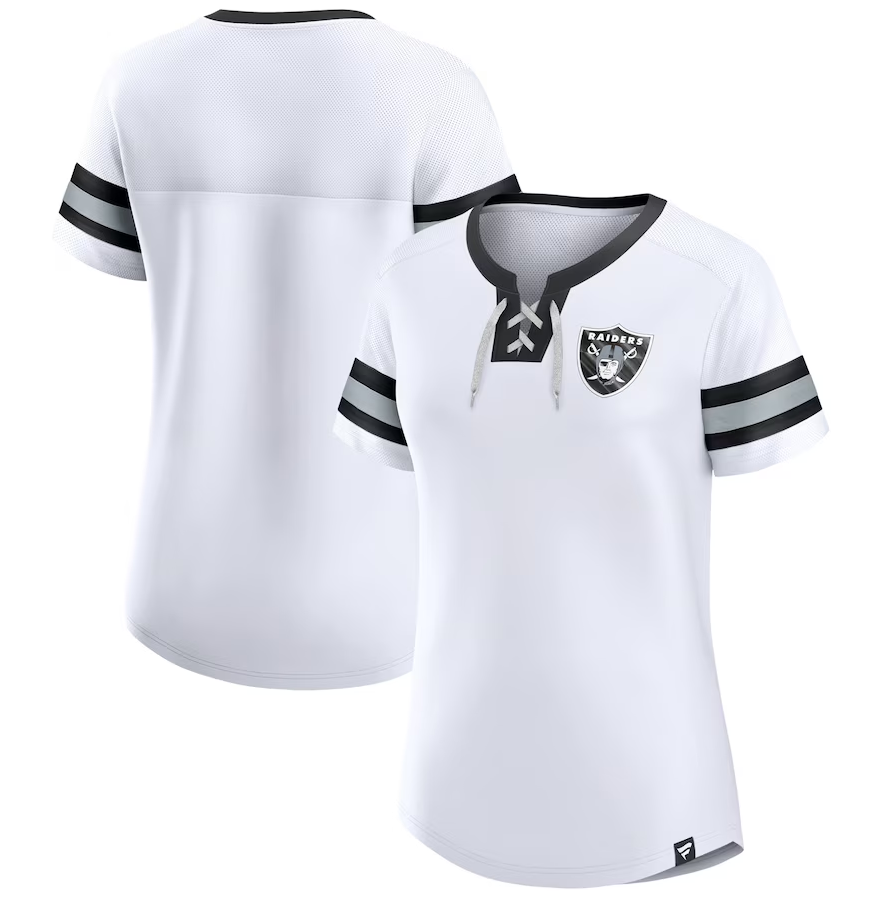 Women's Las Vegas Raiders Fanatics Branded White Sunday Best Lace-Up T-Shirt