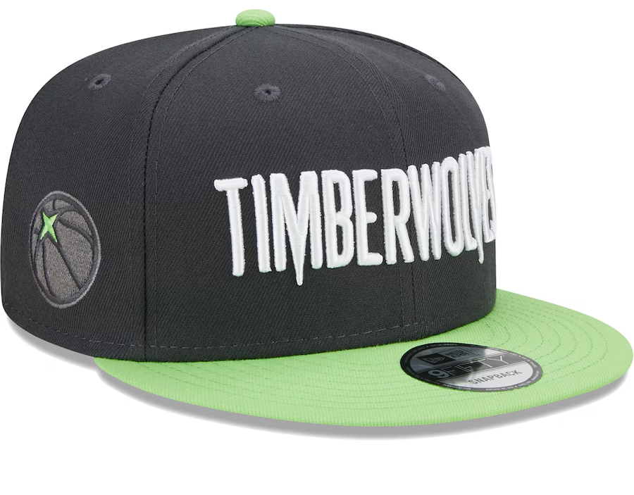 Minnesota Timberwolves New Era Charcoal/Green Jersey Hook Statement Edition 9FIFTY Snapback Hat