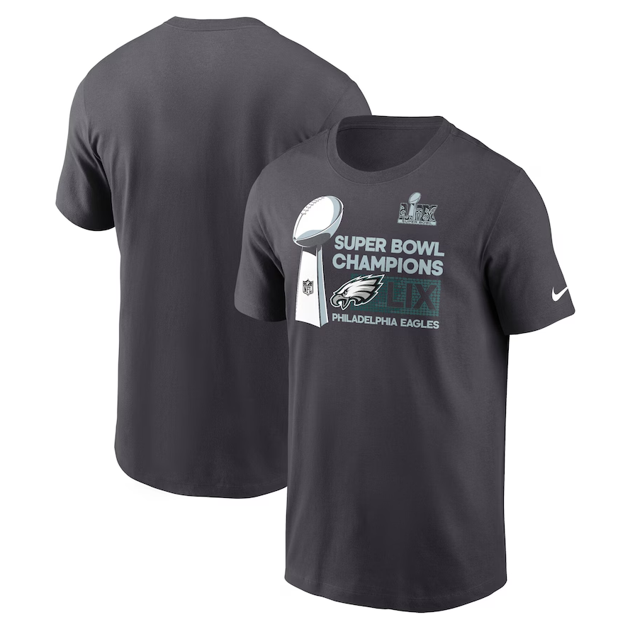 Philadelphia Eagles Nike Super Bowl LIX Champions Locker Room Trophy Collection T-Shirt - Anthracite