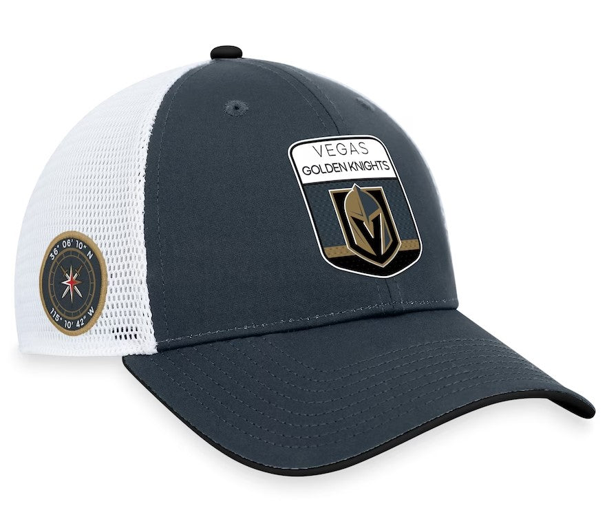Vegas Golden Knights 2023 NHL Draft On Stage Charcoal Trucker Adjustable Hat