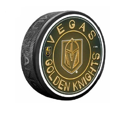 Vegas Golden Knights Neon Script Puck - Gold