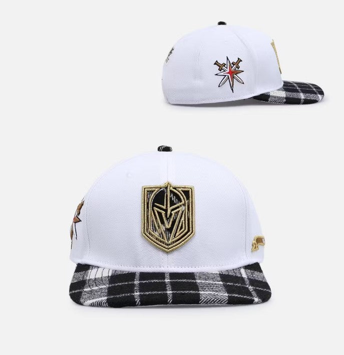 Vegas Golden Knights Pro Prep Plaid White Snapback Hat