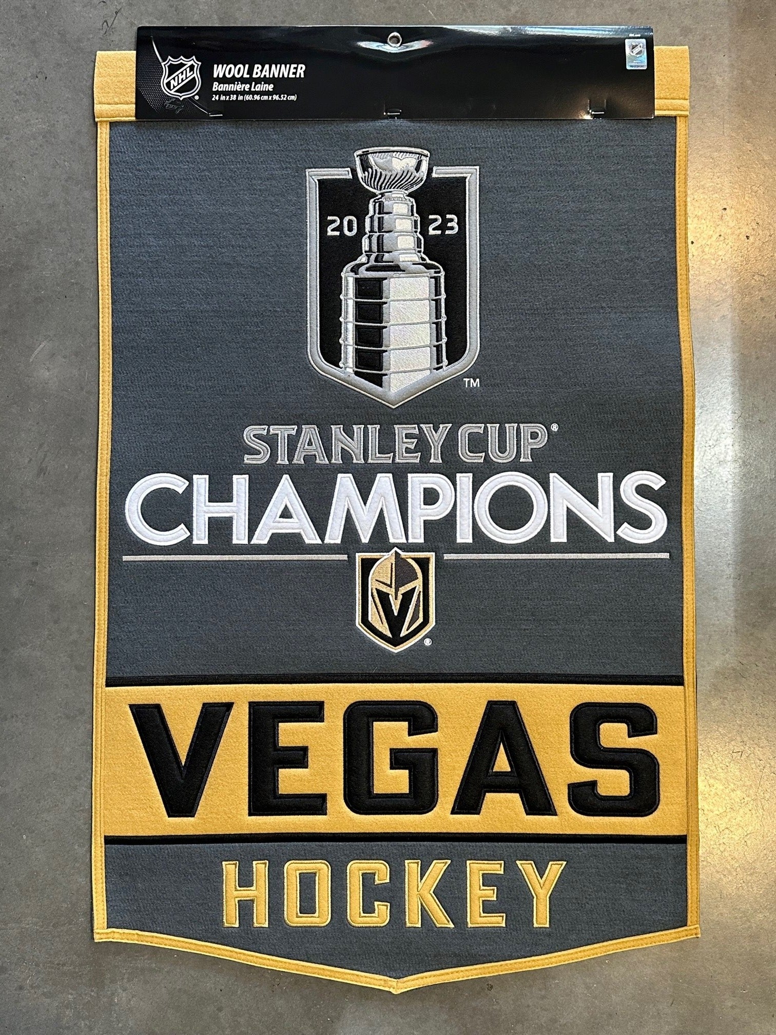 Vegas Golden Knights Stanley Cup Champions Wool Banner 24"x38"