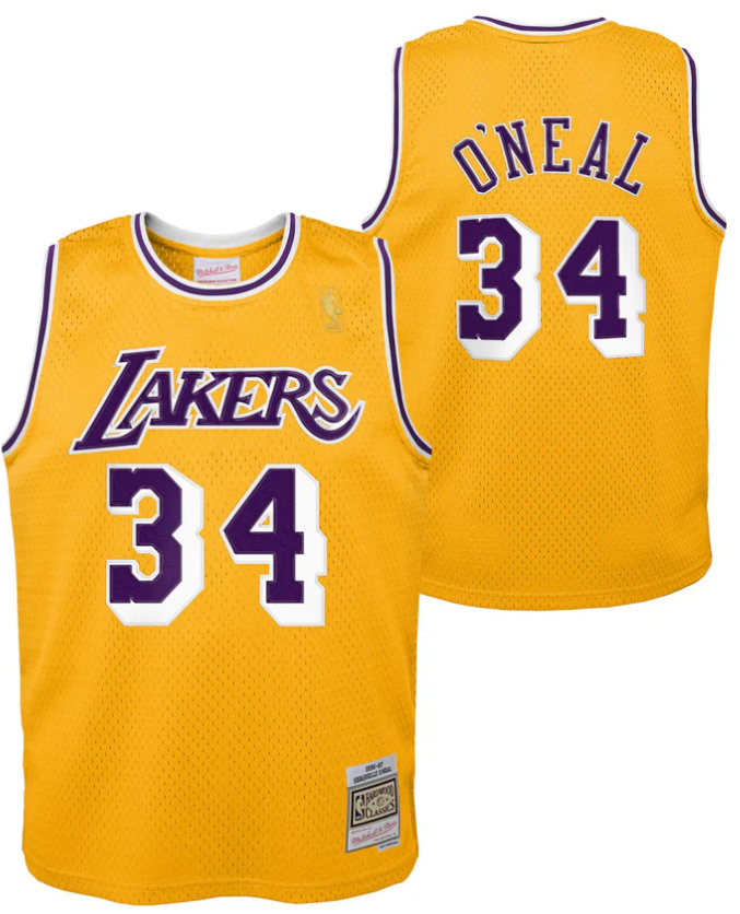 Los Angeles Lakers Shaquille O`Neal Kids Mitchell & Ness 1996-97 Hardwood Classics Swingman Jersey - Gold