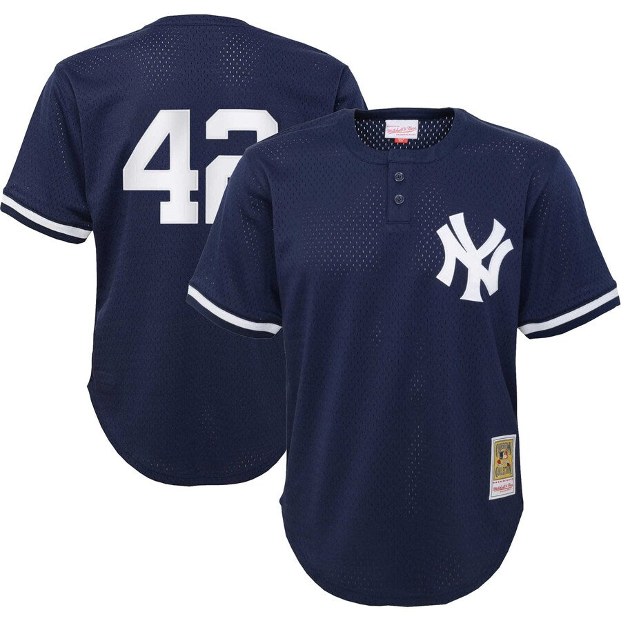 New York Yankees Mariano Rivera Youth Cooperstown Mesh Batting Practice Jersey - Navy