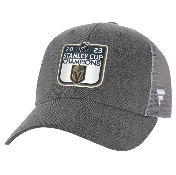 Youth Vegas Golden Knights Charcoal 2023 Stanley Cup Champions Locker Room Adjustable Hat