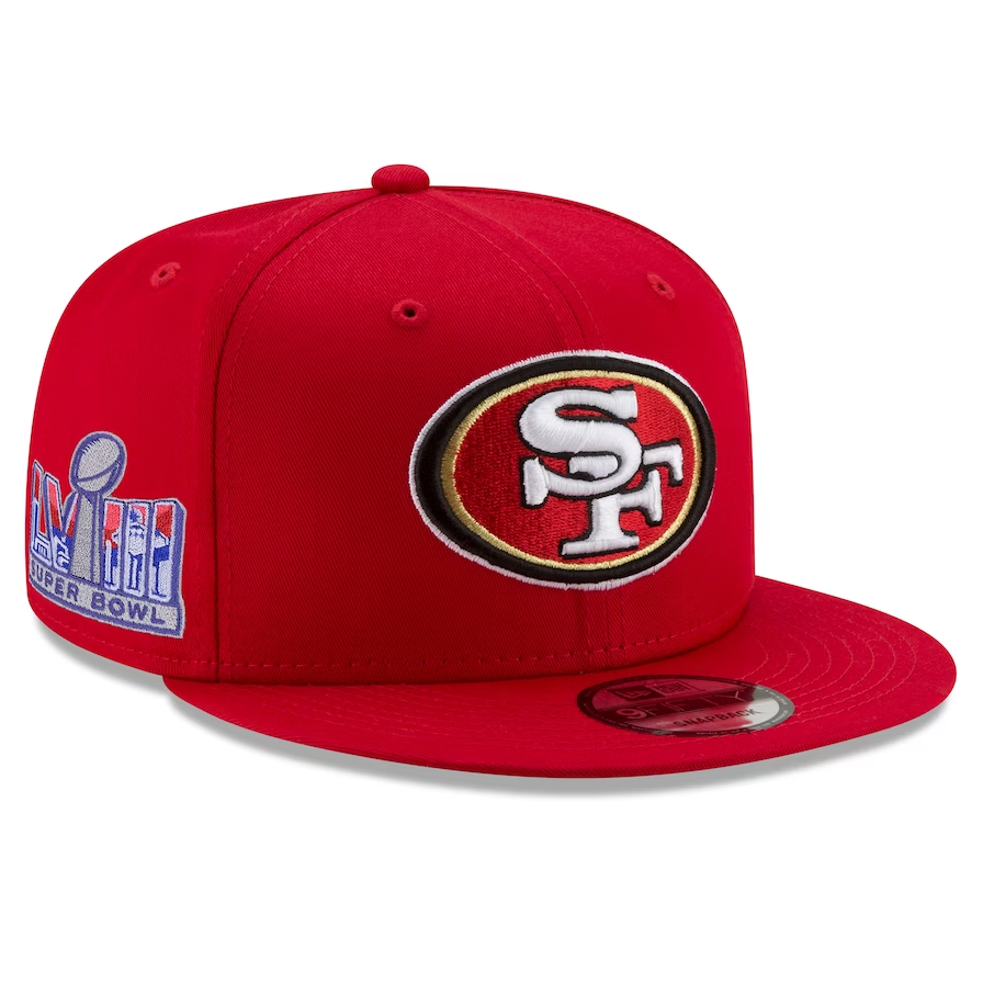 Men's New Era Scarlet San Francisco 49ers Super Bowl LVIII Side Patch 9FIFTY Snapback Hat