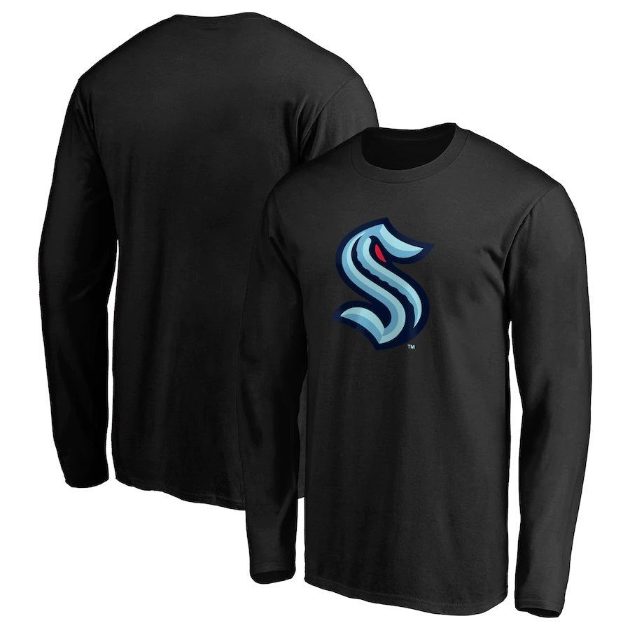 Seattle Kraken Men's Basic Long Sleeve Shirt - Black