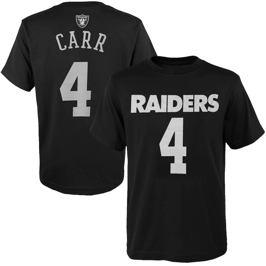 Las Vegas Raiders Youth #4 Derek Carr T-Shirt - Black