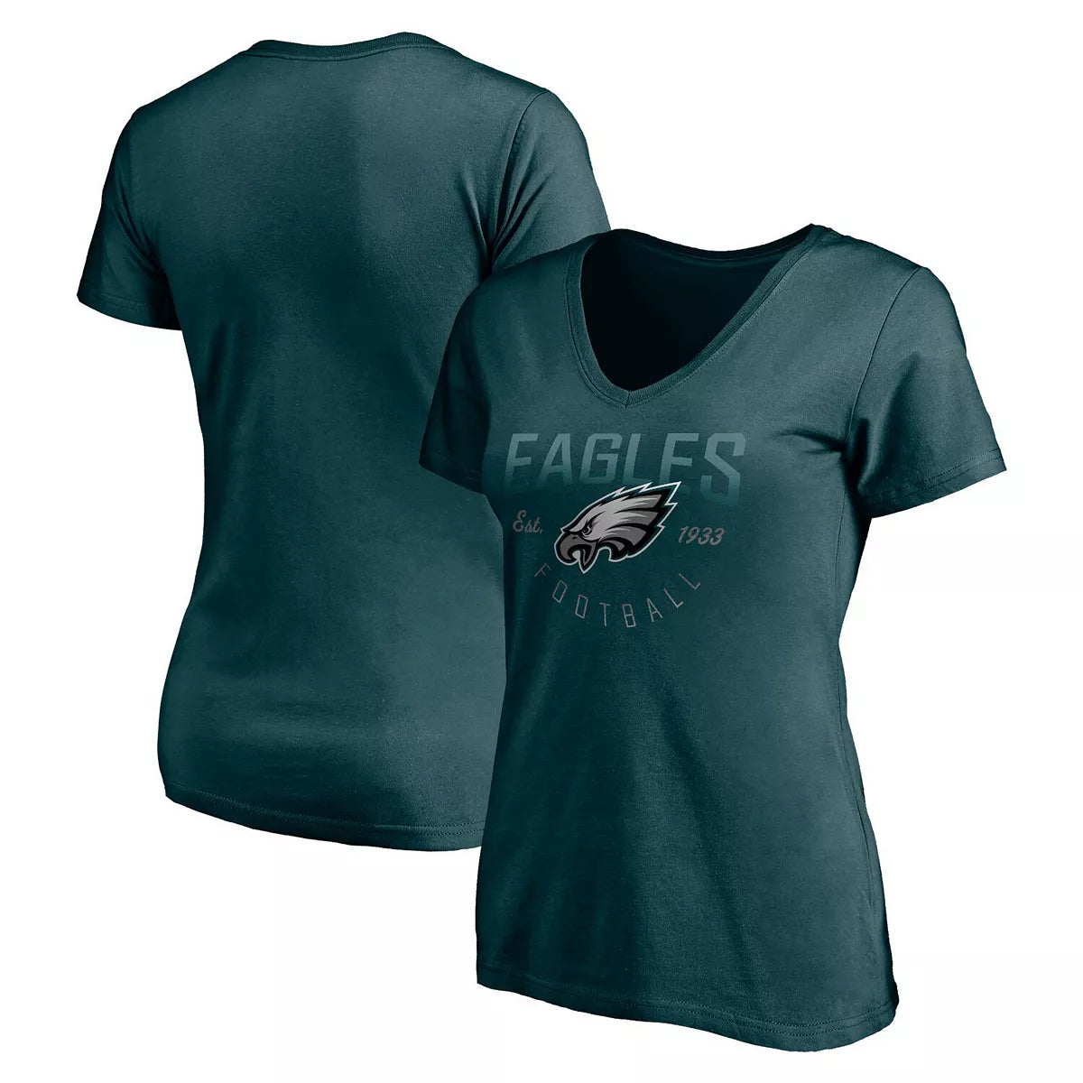 Philadelphia Eagles Women's Midnight Green Live For It V Neck T Shirt