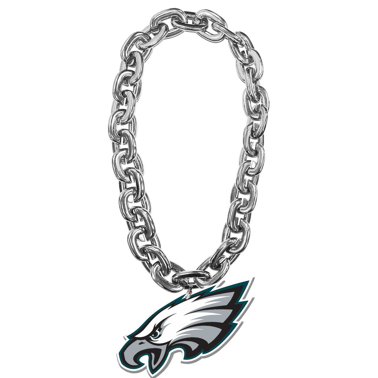 Philadelphia Eagles NFL Fan Chain 10 Inch 3D Foam Necklace-SILVER CHAIN ***