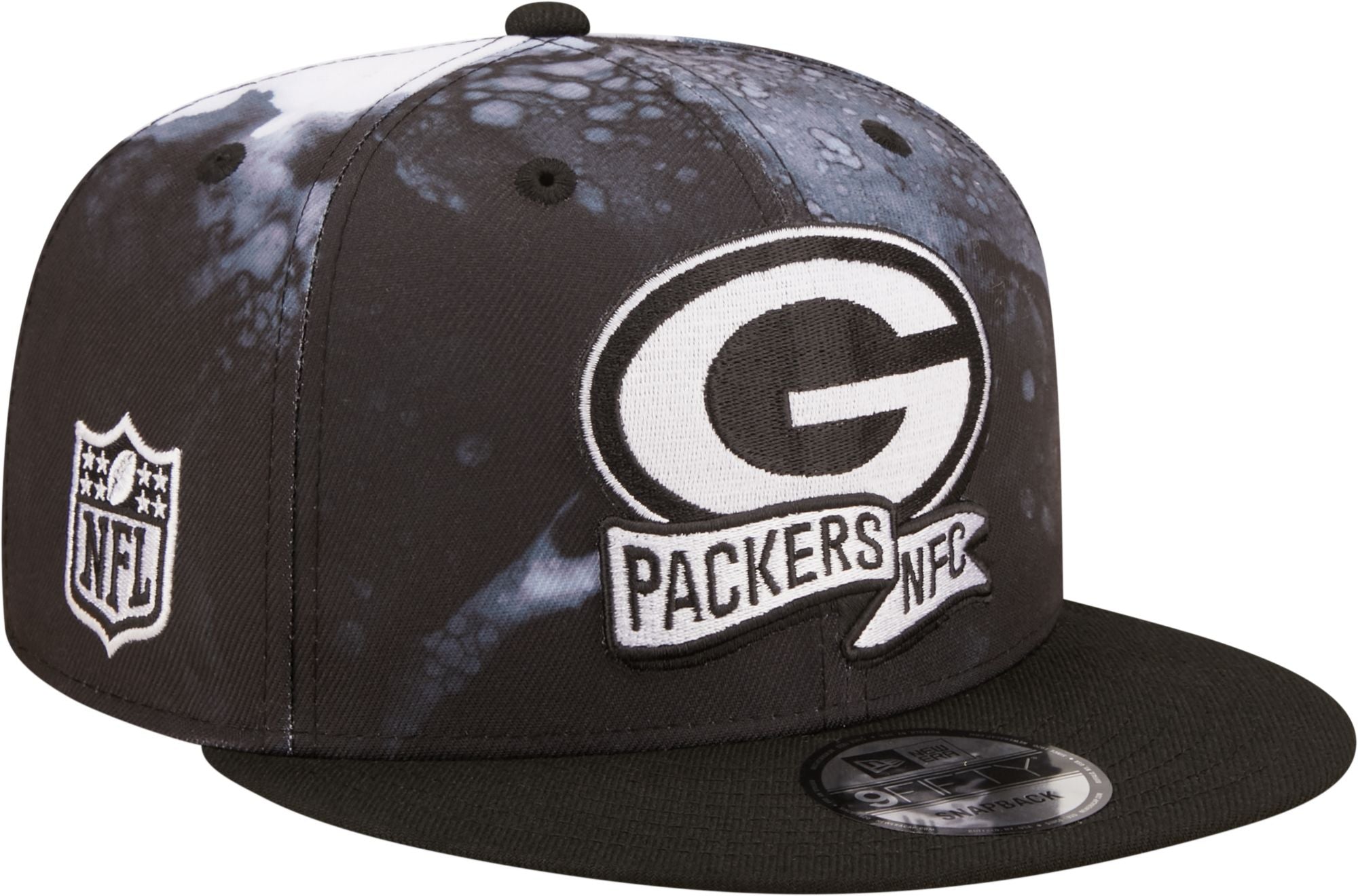 Green Bay Packers 2022 Sideline Ink Dye 9Fifty Black Adjustable Hat