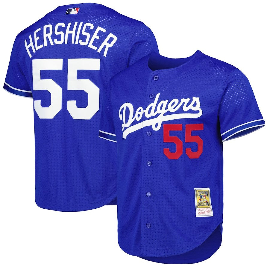 Los Angeles Dodgers Orel Hershiser Royal Cooperstown Collection Mesh Batting Practice Button-Up Jersey