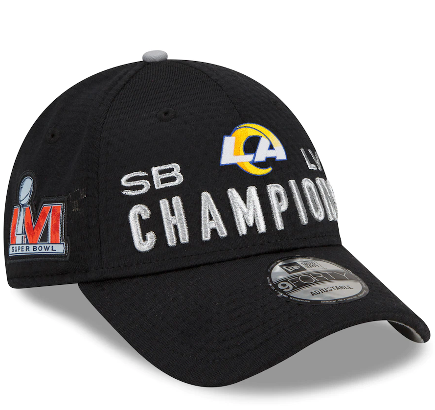 Los Angeles Rams New Era Black Super Bowl LVI Champions Locker Room Trophy Collection 9FORTY Snapback Hat