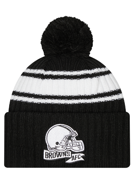 Cleveland Browns 2022 Sideline Knit Beanie- Black and White