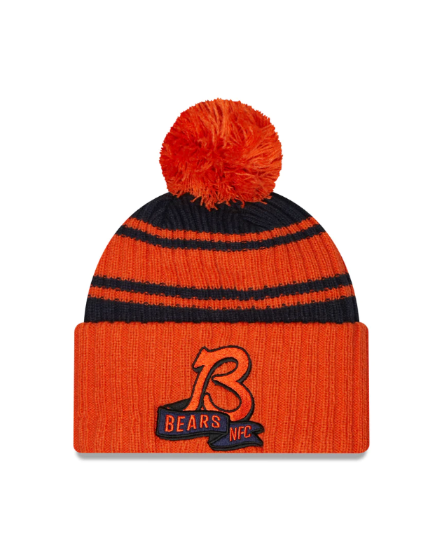 Chicago Bears 2022 Orange Sideline Sport Pom Cuffed Knit Beanie