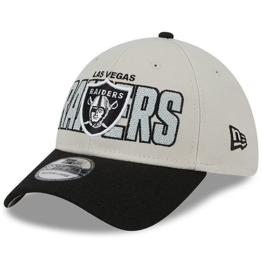 Las Vegas Raiders New Era Stone/Black 2023 NFL Draft 39THIRTY Flex Hat