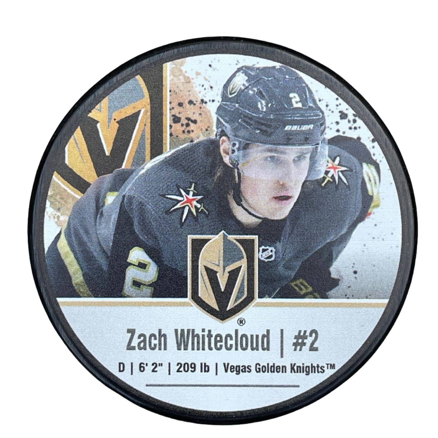 Vegas Golden Knights Zach Whitecloud #2 Player Puck