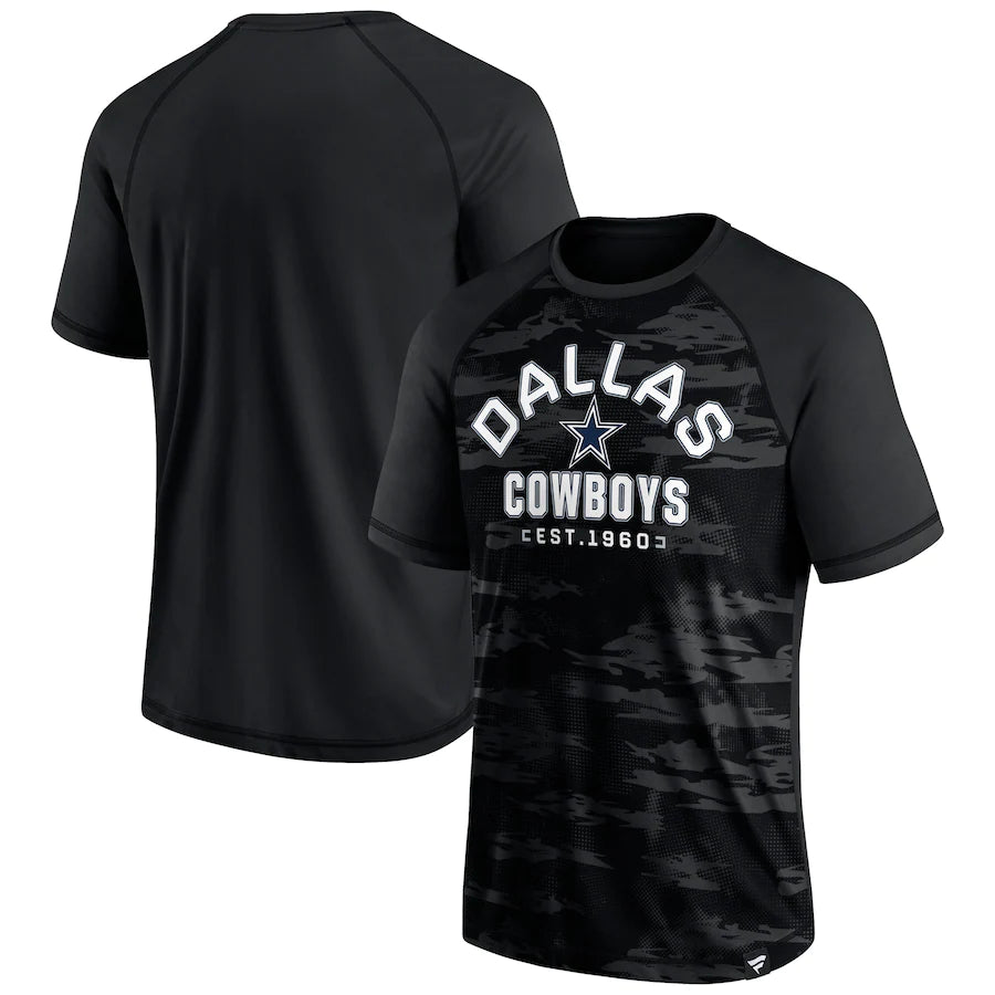 Dallas Cowboys Blackout Camo Raglan T-Shirt - Black