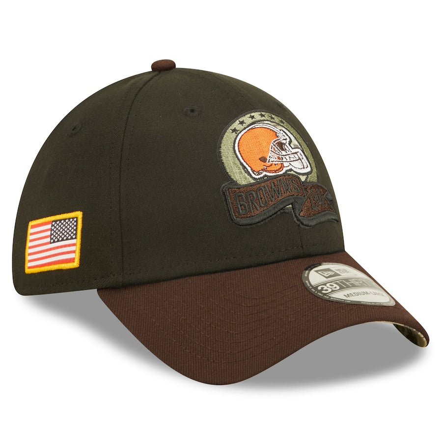 Men's Cleveland Browns New Era Black/Brown 2022 Salute To Service 39THIRTY Flex Hat