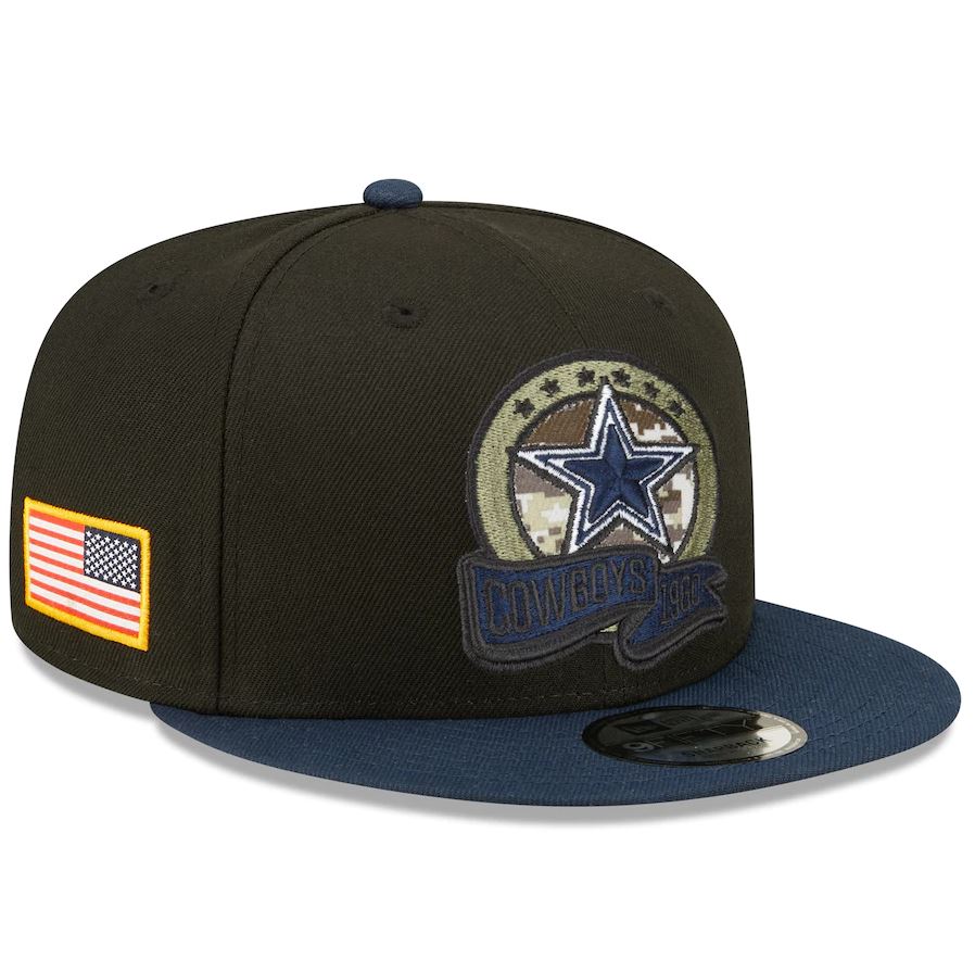 Dallas Cowboys 2022 Salute To Service 9FIFTY Snapback Hat - Black/Navy
