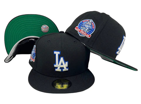 LOS ANGELES DODGERS FITTED 59FIFTY 60TH ANNIVERSARY METALLIC LOGO CAP HAT BLACK