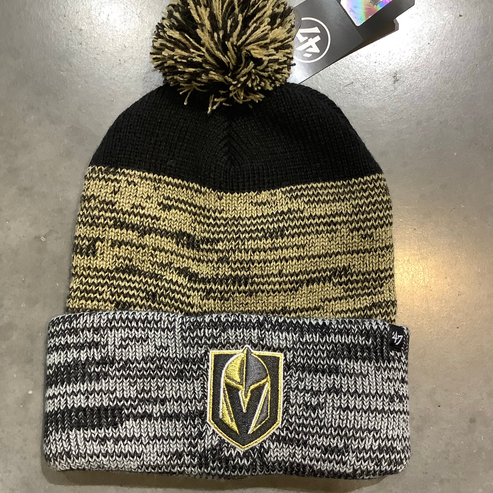 Vegas Golden Knights Primary Black/Gold Static Cuff Knit Beanie