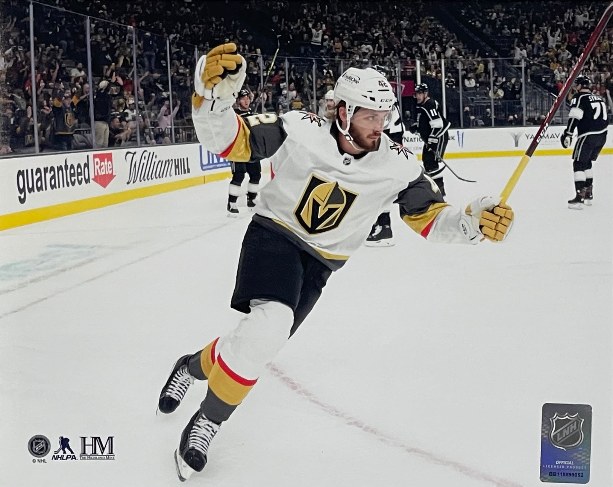 Vegas Golden Knights Daniil Miromanov White Jersey 8X10 Celebration Print