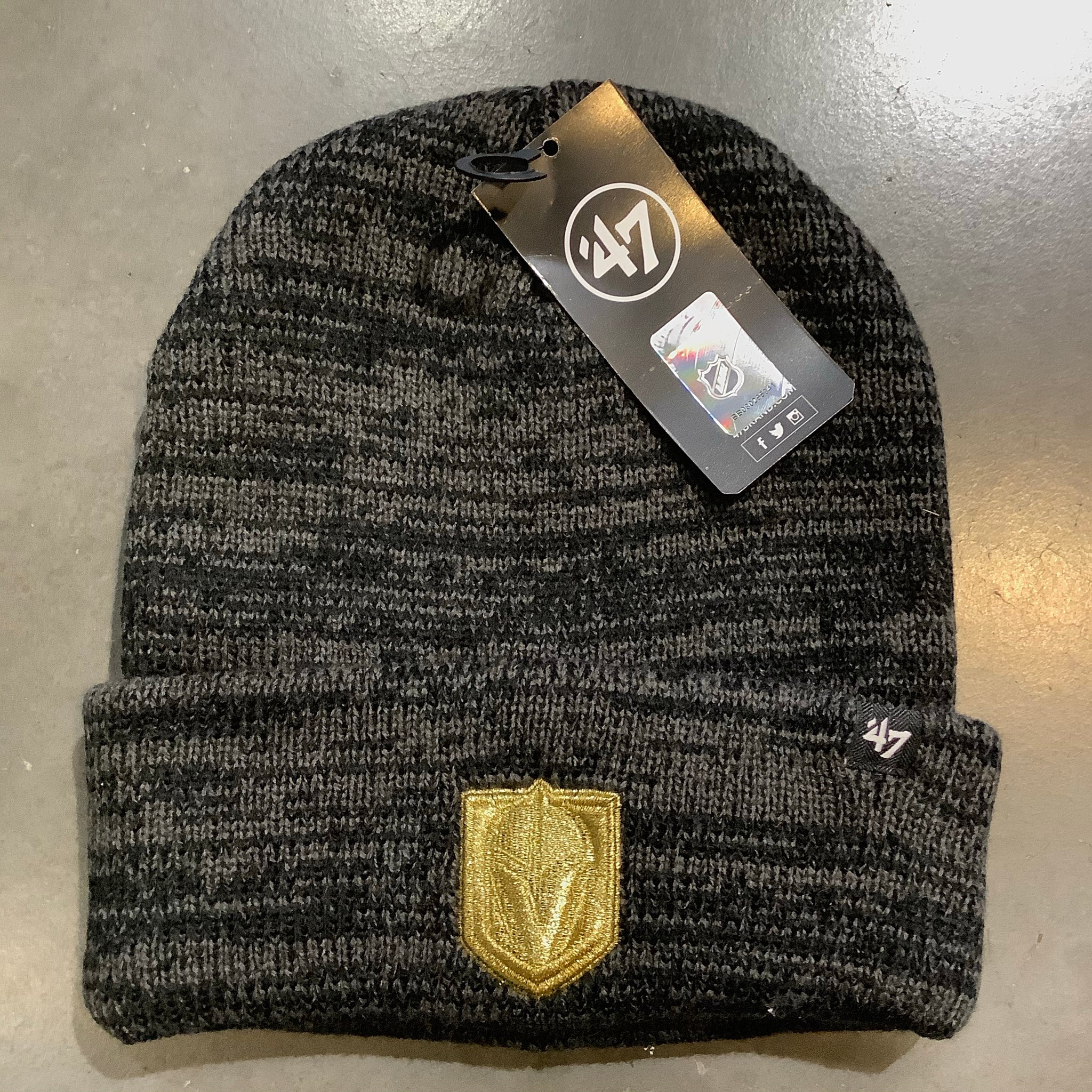 Vegas Golden Knights Brain Freeze Gold Logo Gray Cuff Beanie Knit Hat
