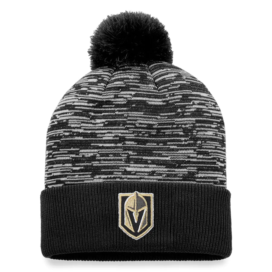 Vegas Golden Knights Fanatics Branded Black Defender Cuffed Knit Hat with Pom