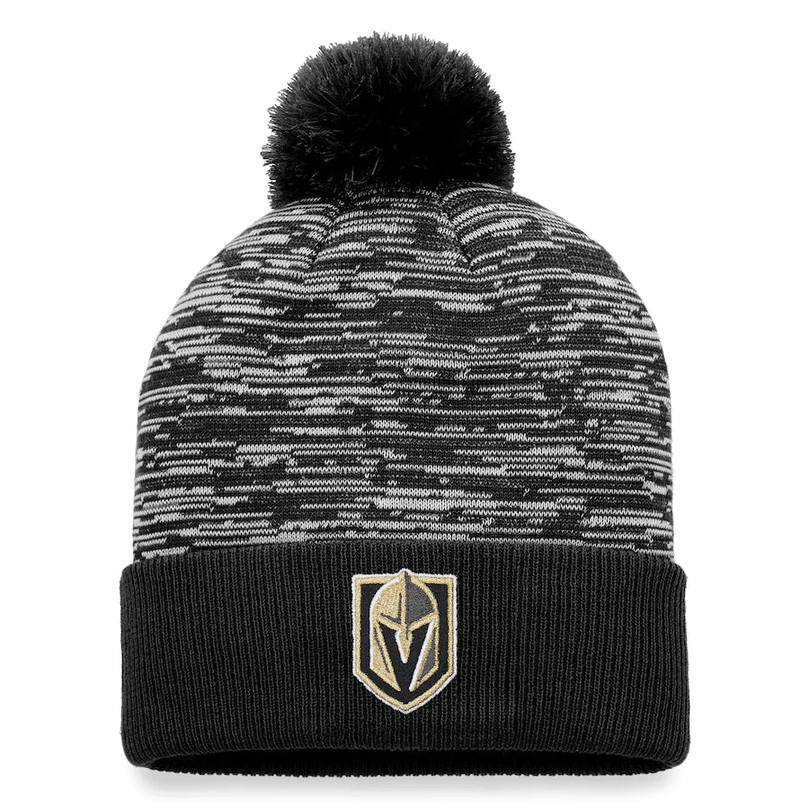 Vegas Golden Knights Black Defender Cuffed Knit Hat with Pom