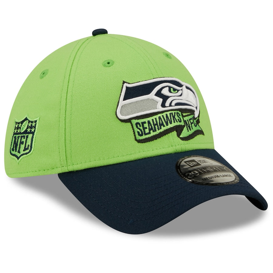 Seattle Seahawks New Era Neon Green SEC 2022 Sideline 39THIRTY Flex Hat