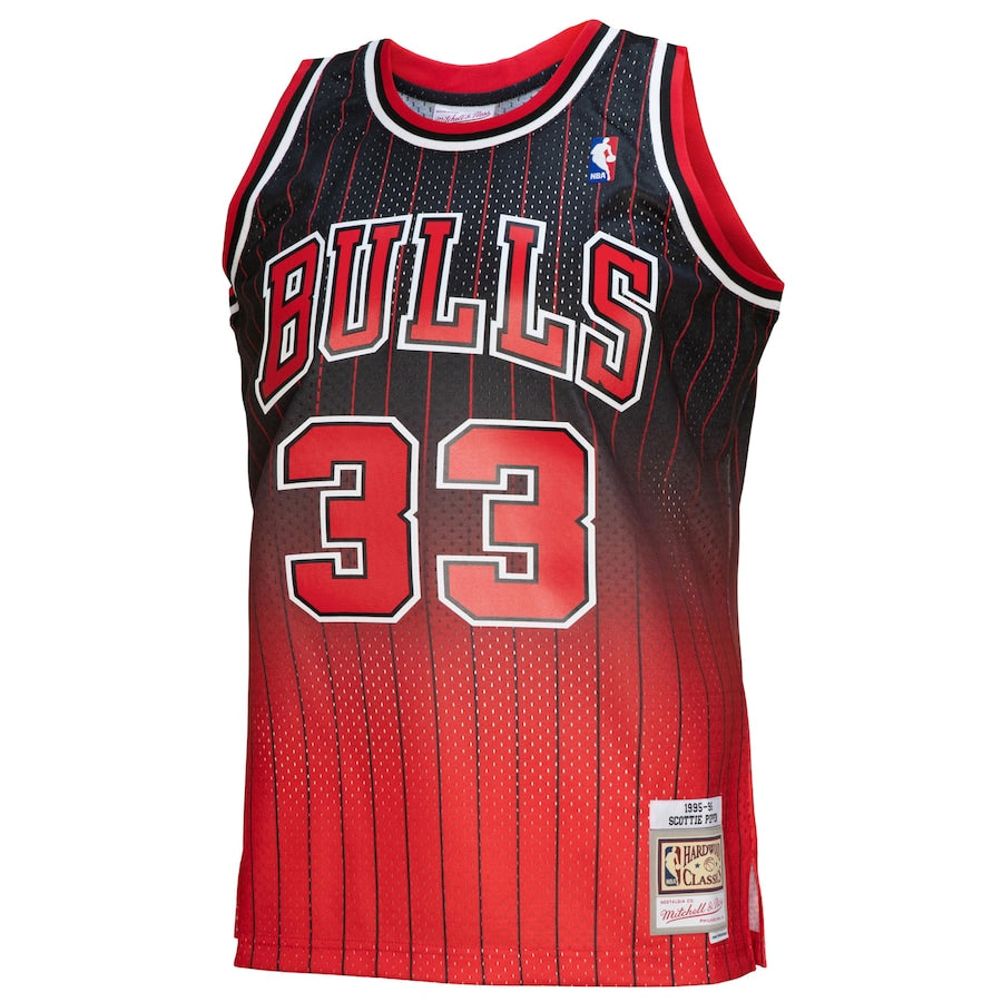 Scottie Pippen Chicago Bulls Mitchell & Ness 1995/96 Hardwood Classics Fadeaway Swingman Player Jersey - Red/Black