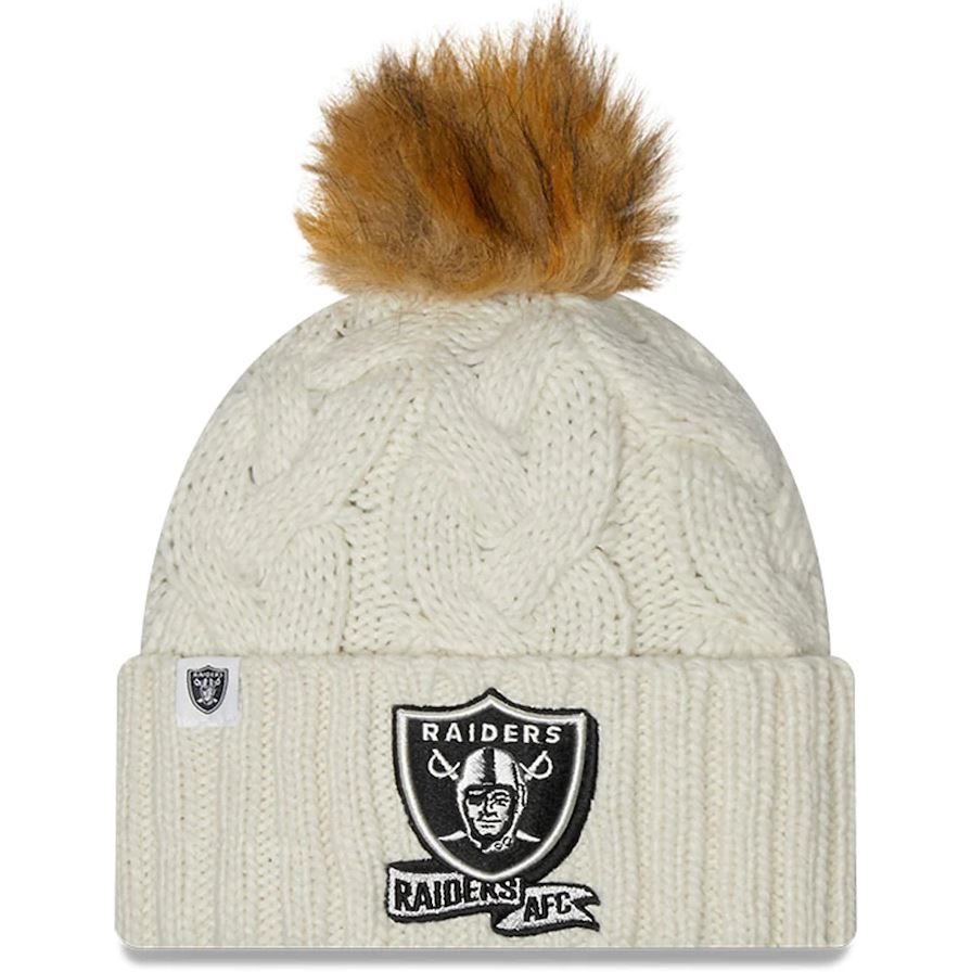 Las Vegas Raiders New Era Women's 2022 Sideline Cuffed Knit Hat Cream