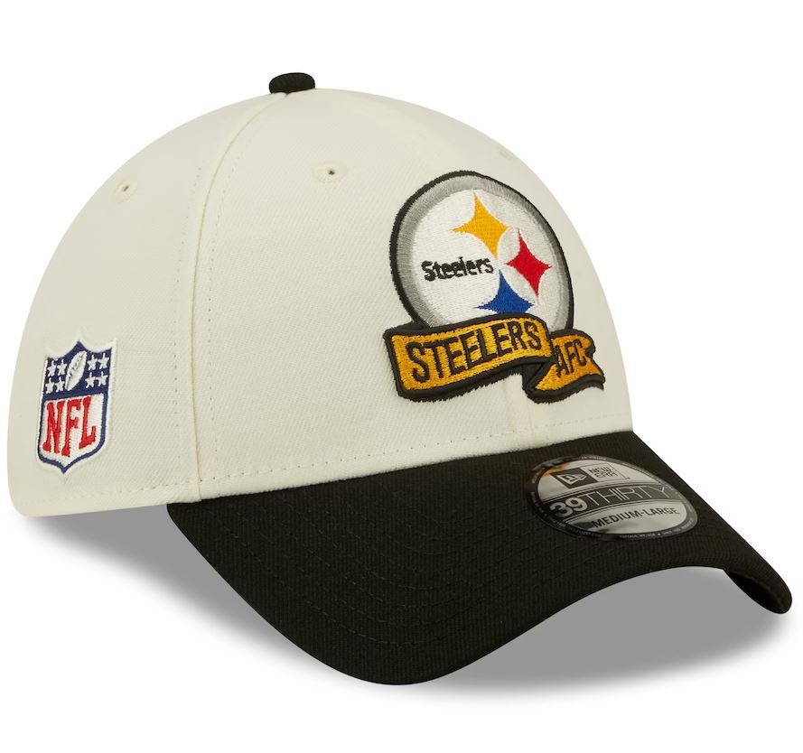 Pittsburgh Steelers New Era 2022 Sideline 39THIRTY 2 Tone Flex Hat  Cream/Black