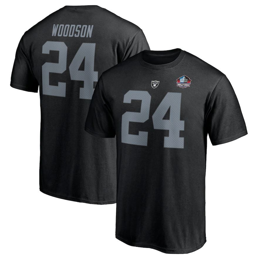 Men's Raiders Charles Woodson Pro Football Hall of Fame Inductee Retired Player T-shirt