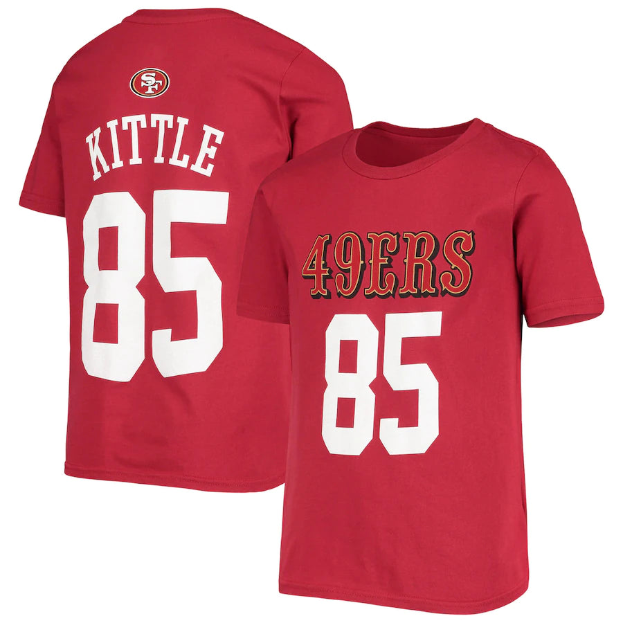 Youth San Francisco 49ers George Kittle Scarlet Mainliner Player Name & Number T-Shirt